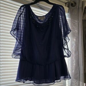 R&M Richards Deep Blue Sheer Blouse